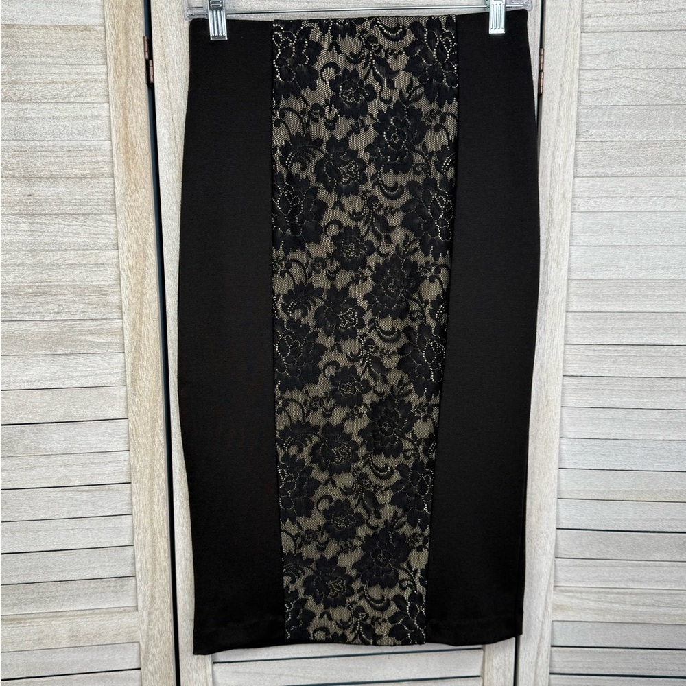 7TH AVENUE DESIGN STUDIO (New York & Company) Pull On Pencil Skirt Lace Panel-XS